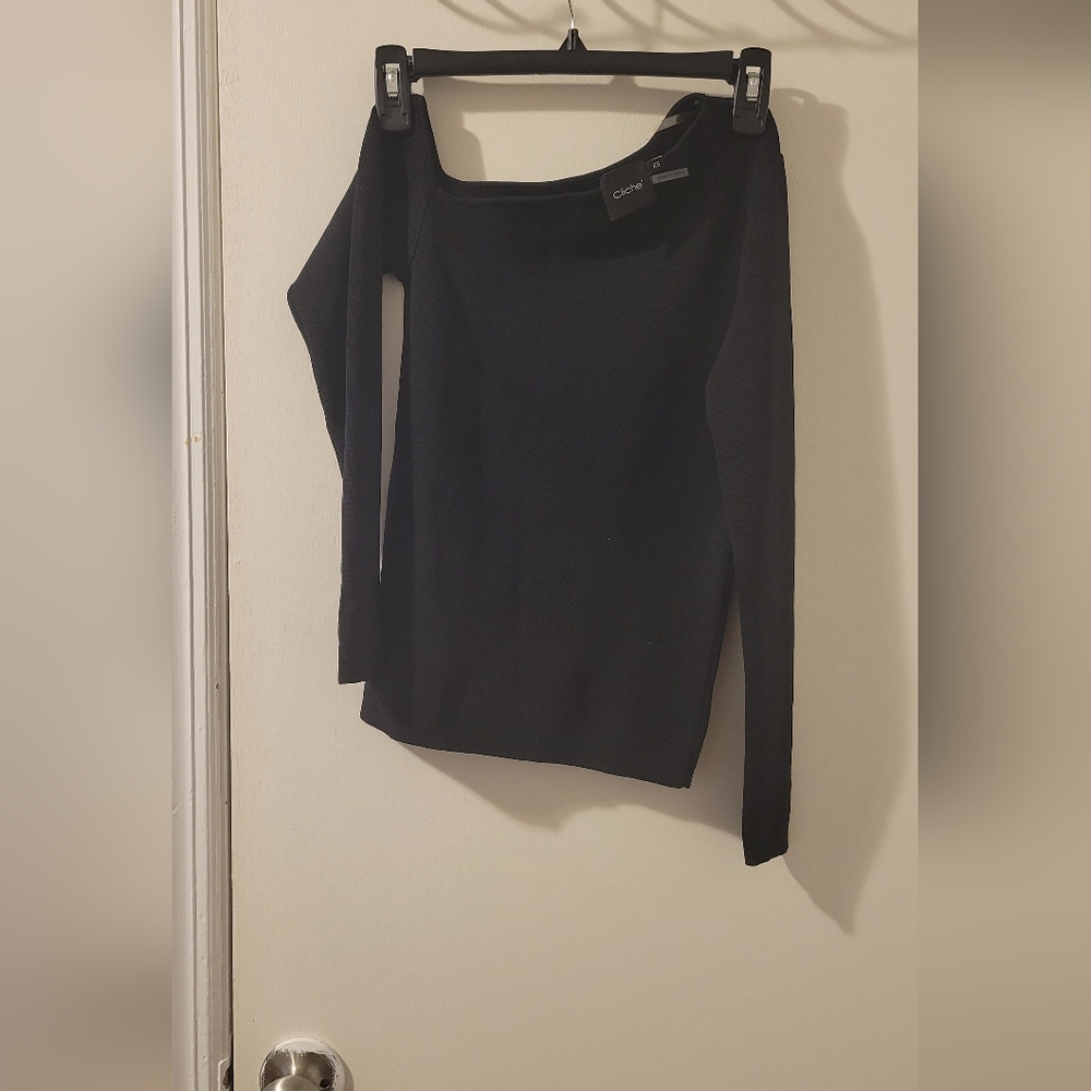 Elegant Off-the-Shoulder Black Sweater
